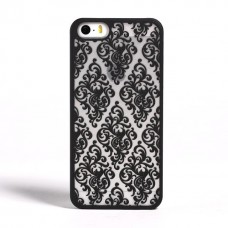 iPhone SE 5 5s - Carved Grapevine Pattern Matte PC Hard Protective Cover Case - Black